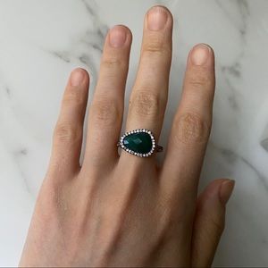 Green Onyx pave ring